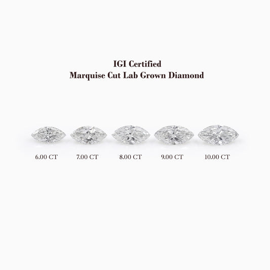IGI Certified Marquise Cut Loose Lab Diamond - 6.00 To 10.00 CT
