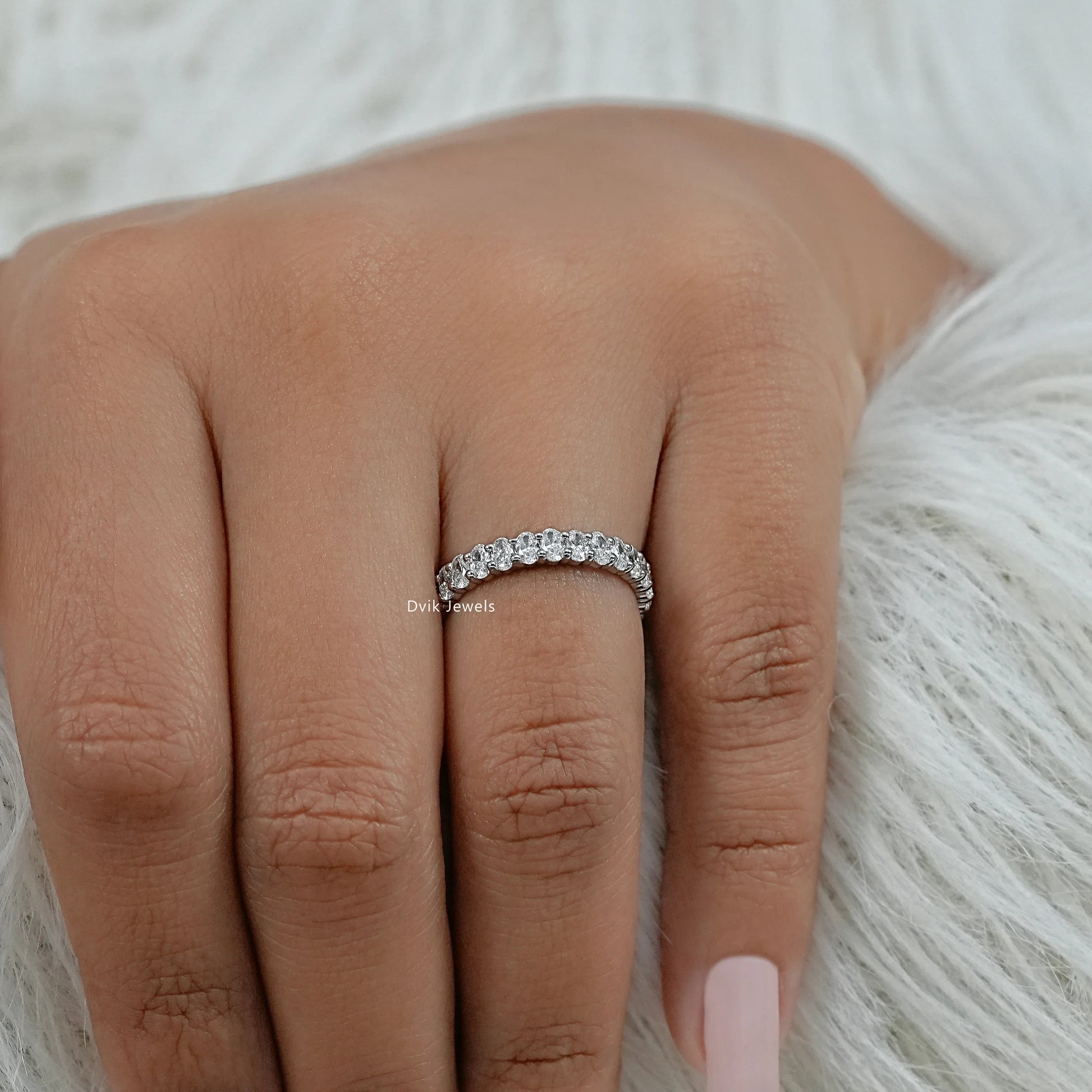 Oval Lab Diamond Full Eternity Wedding Band Band