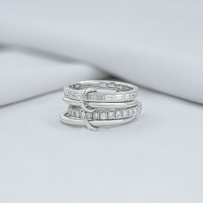 Interlink Baguette And Round Diamond Band