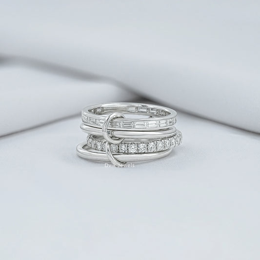 Interlink Baguette And Round Diamond Band