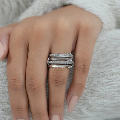Interlink Baguette And Round Diamond Band