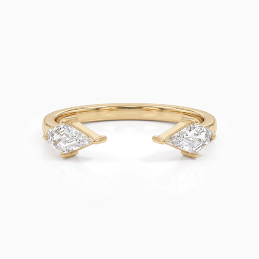 Kite Cut Lab Diamond Open Cuff Two Stone Ring Ring