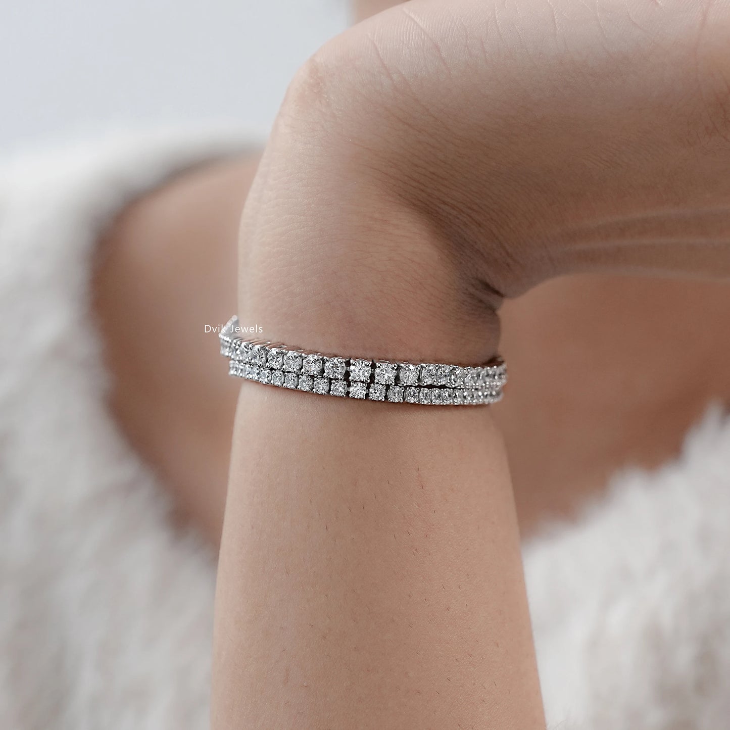 Lab Grown Round Cut Diamond Tennis Bracelet