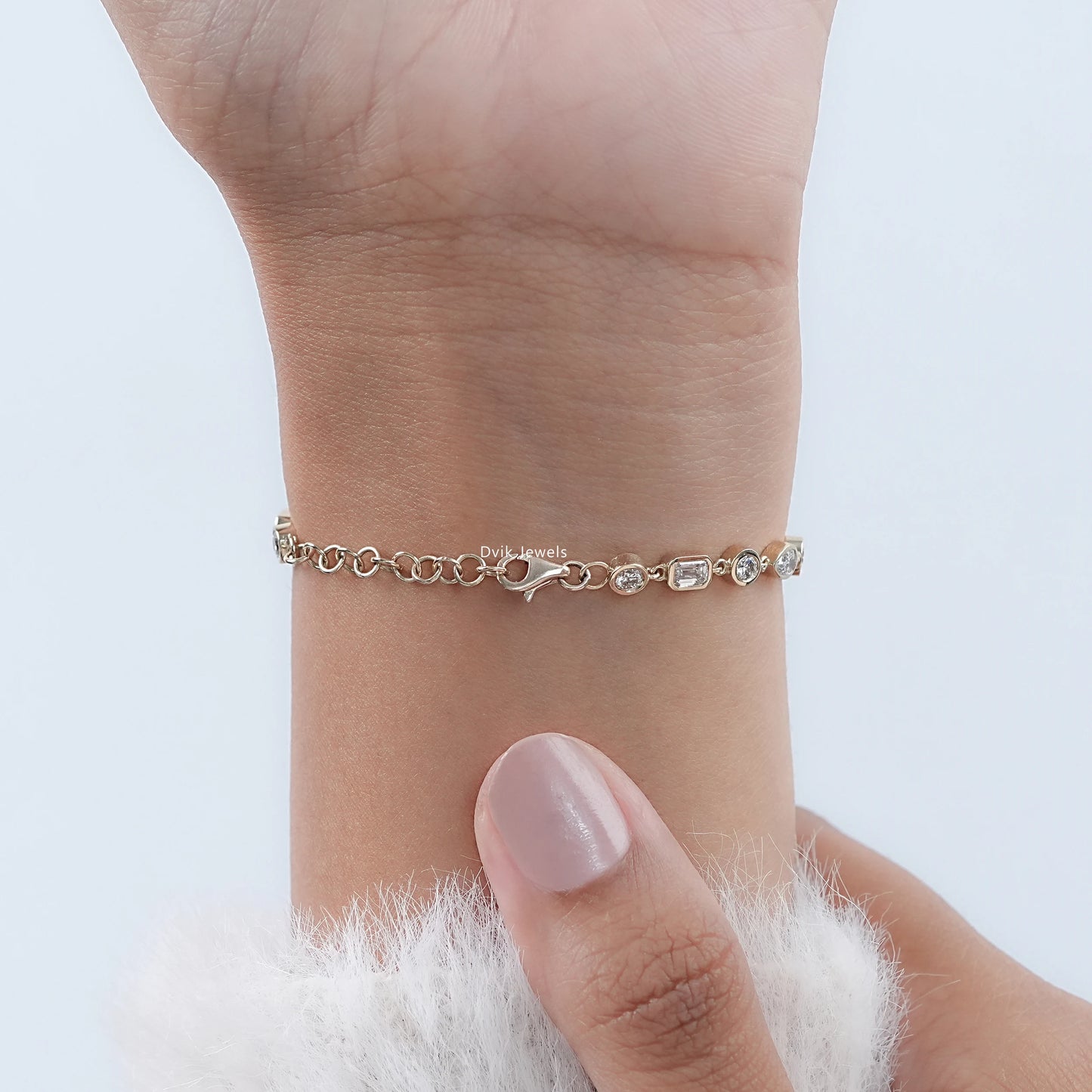 Multi Shape Bezel Set Lab Grown Diamond Bracelet