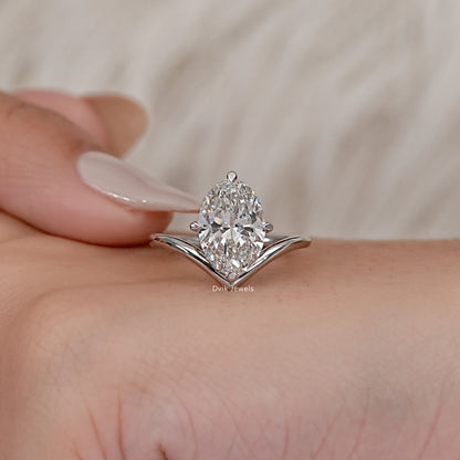 Oval Cut Lab Diamond Chevron Engagement Ring