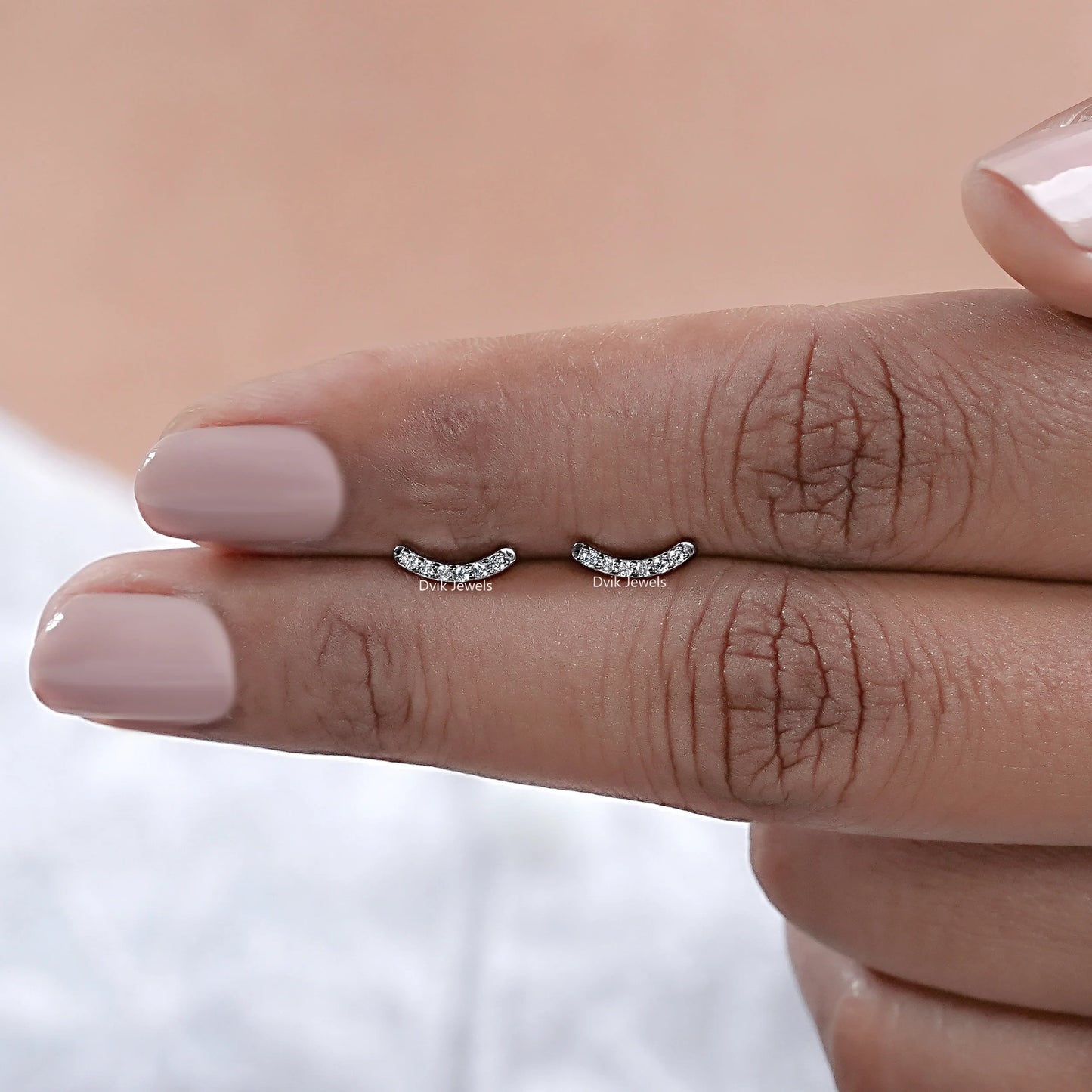 Round Cut Lab Diamond Curved Bar Earrings