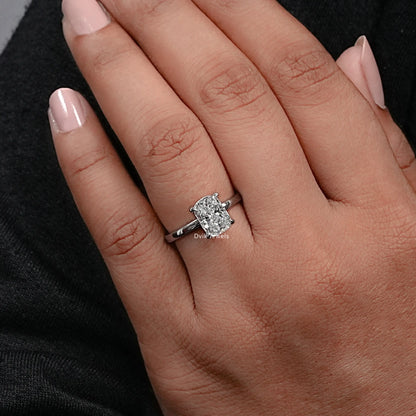 Elongated Cushion Cut Lab Grown Diamond Solitaire Ring