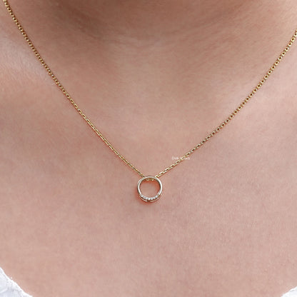 Open Circle Round Lab Diamond Pendant