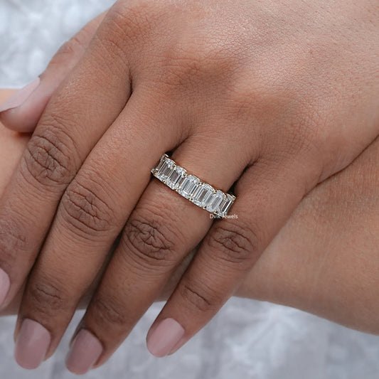 Emerald Lab Diamond Prong Set Eternity Band