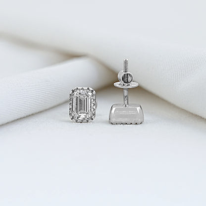 Emerald Cut Eco Friendly Diamond Milgrain Set Earrings