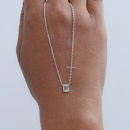 Emerald Cut Lab Grown Solitaire Pendant