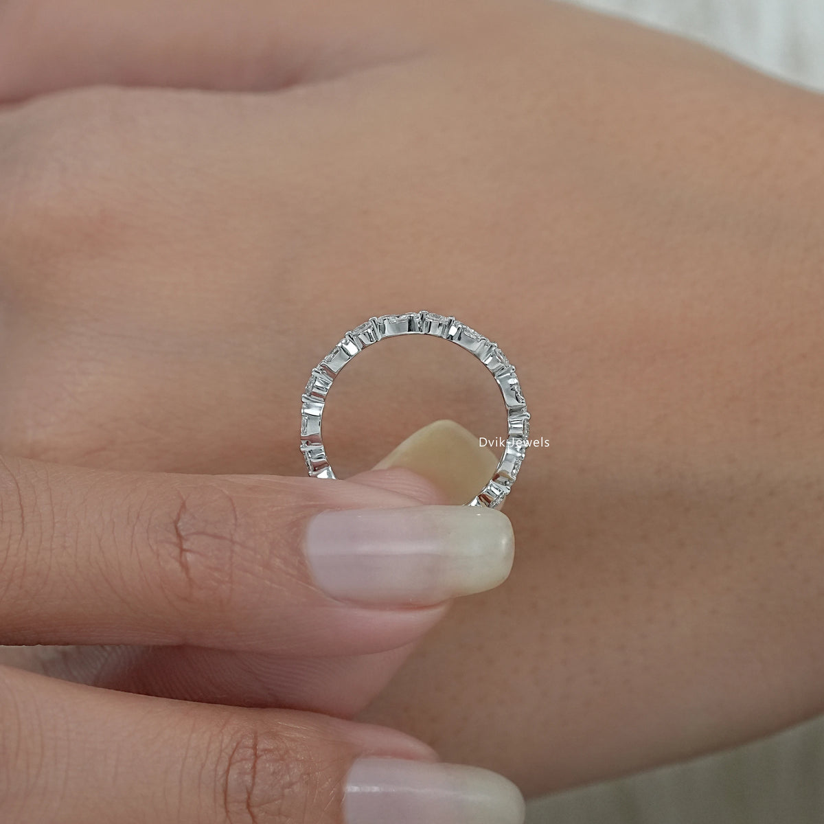 Marquise & Round Cut Lab Diamond Eternity Band Ring