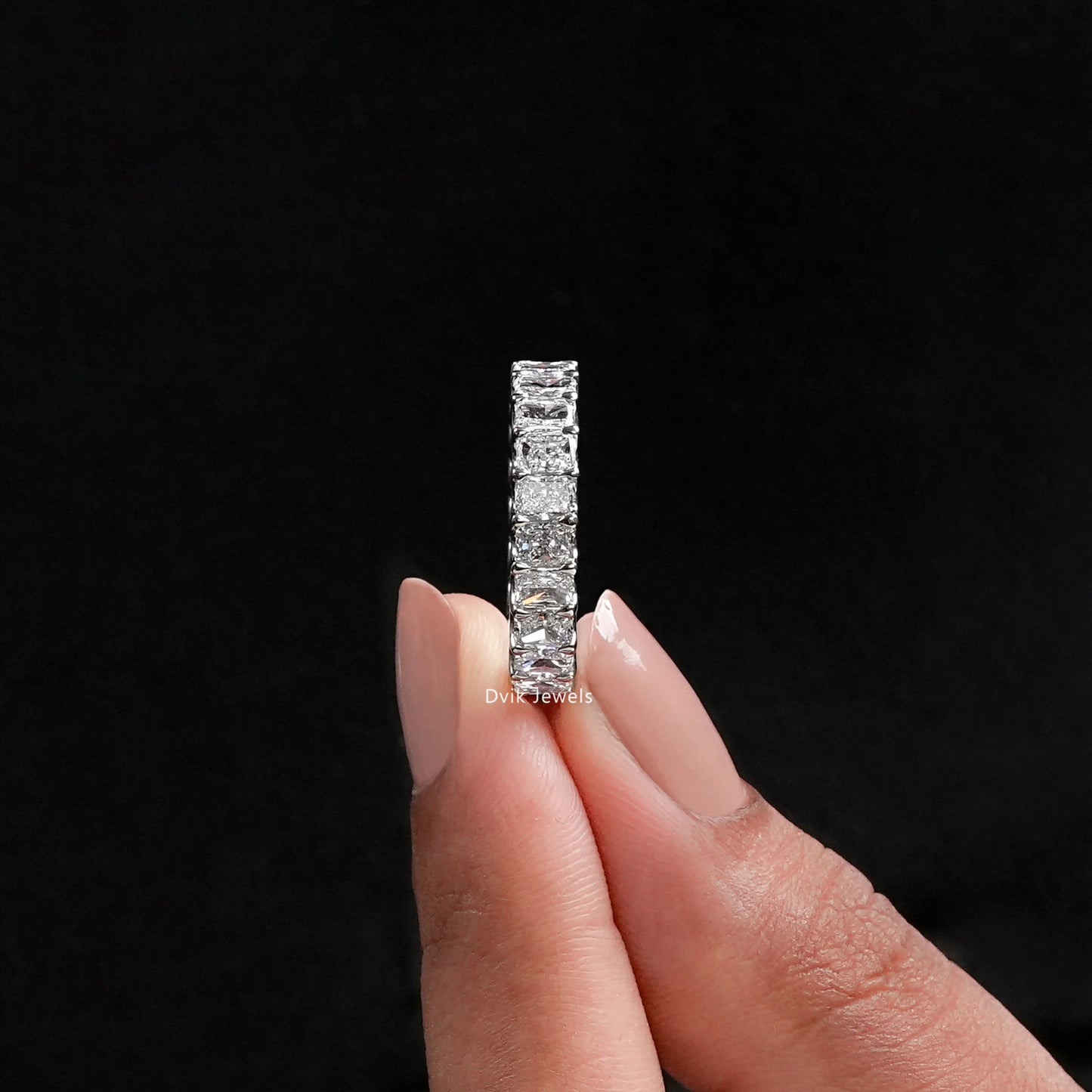 Radiant  Cut Lab  Diamond Eternity Wedding Band