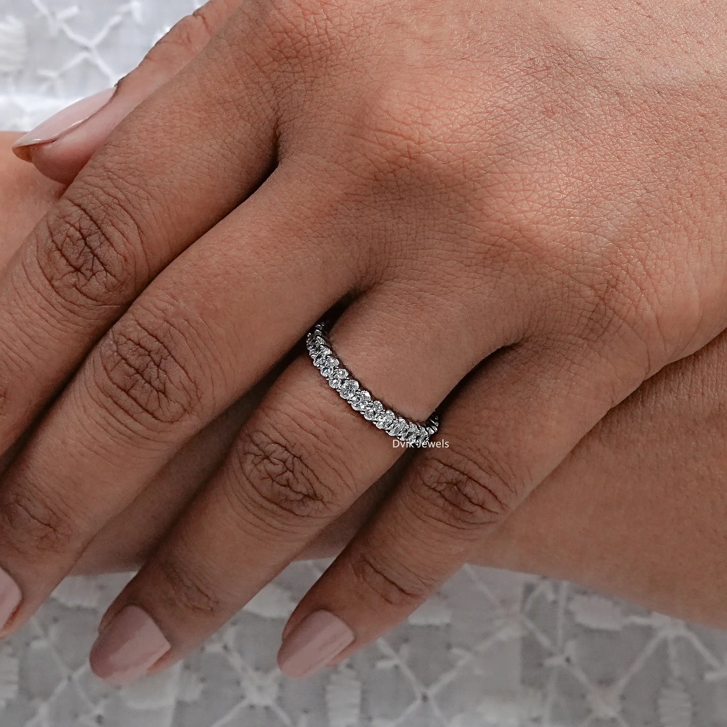 Oval Lab Diamond Full Eternity Wedding Band