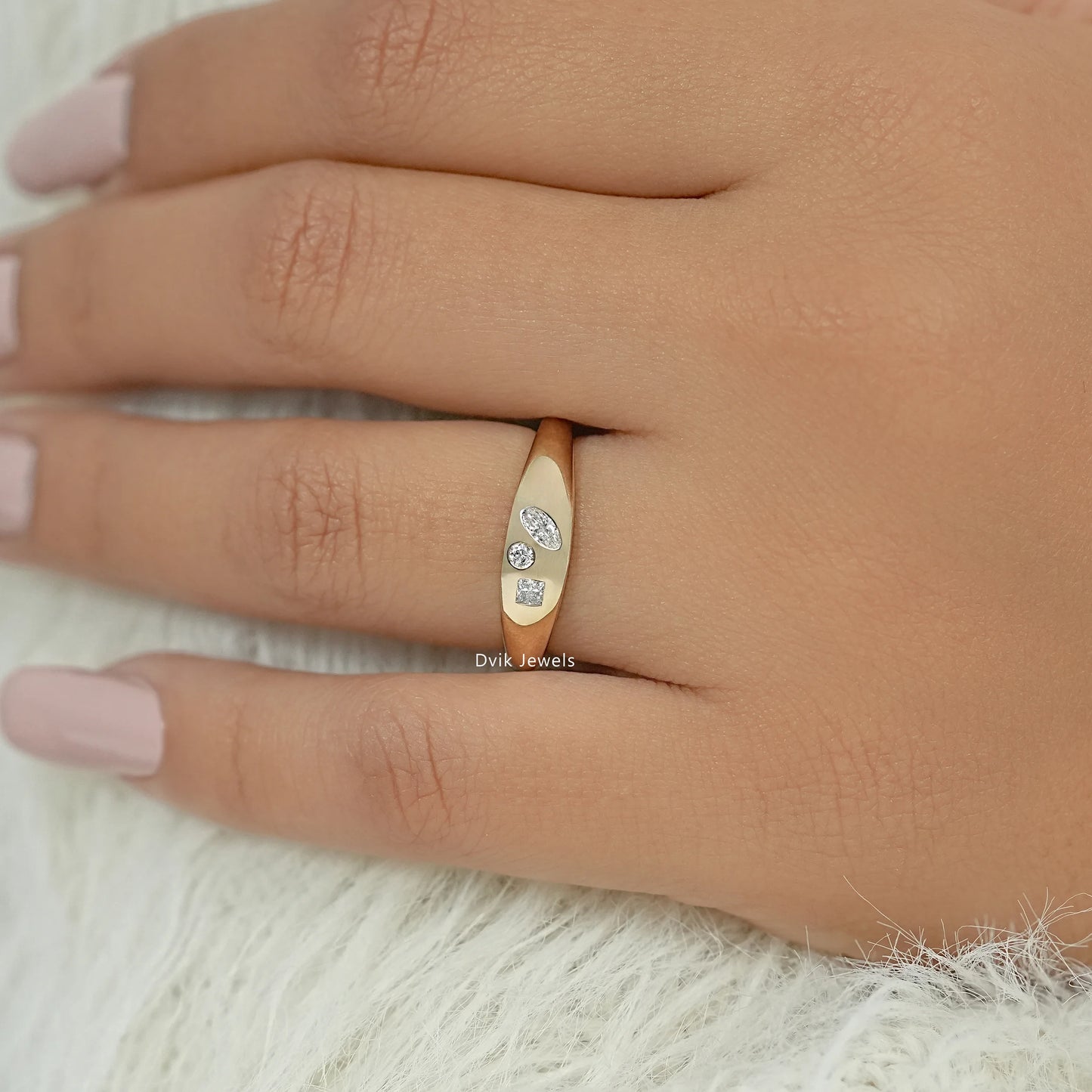 Multi Shape Flush Set Diamond Engagement Ring