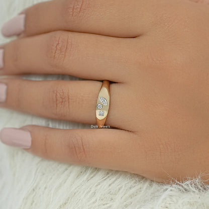 Multi Shape Flush Set Diamond Engagement Ring