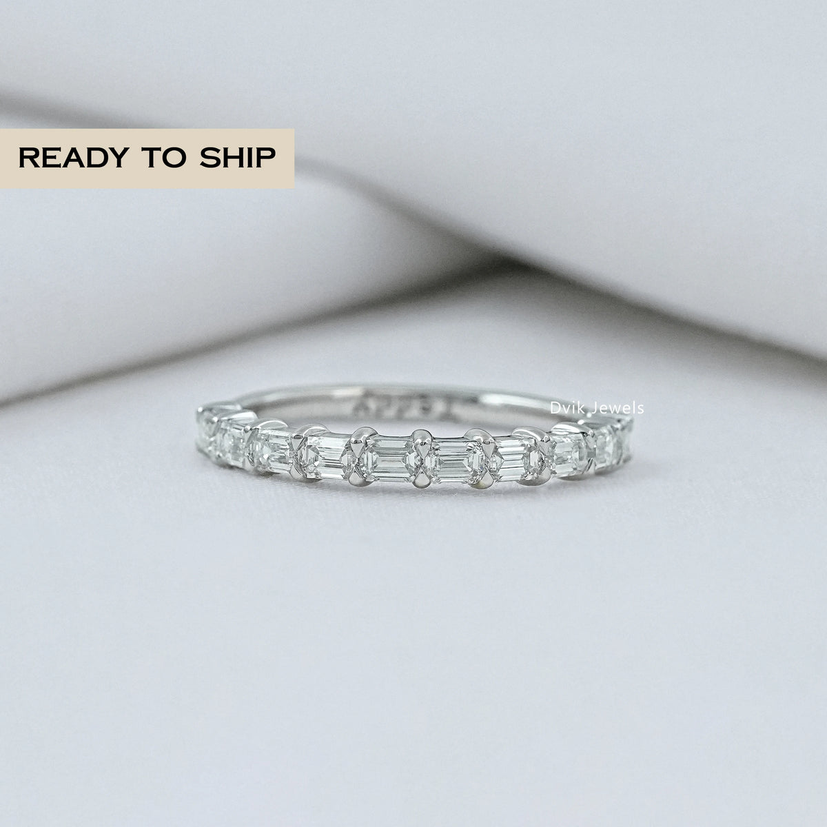 Emerald Cut Diamond Half Eternity Band