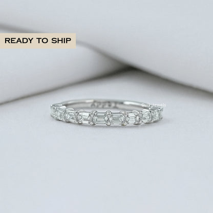 Emerald Cut Diamond Half Eternity Band