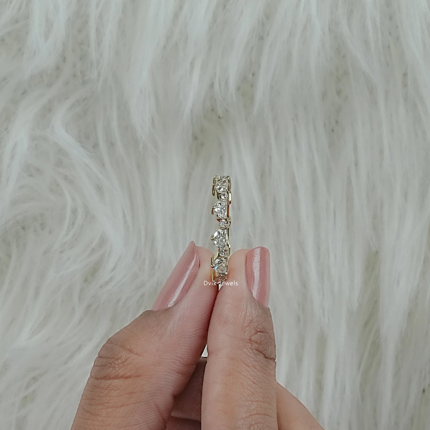 Half Moon & Round Cut Lab Diamond Eternity Band