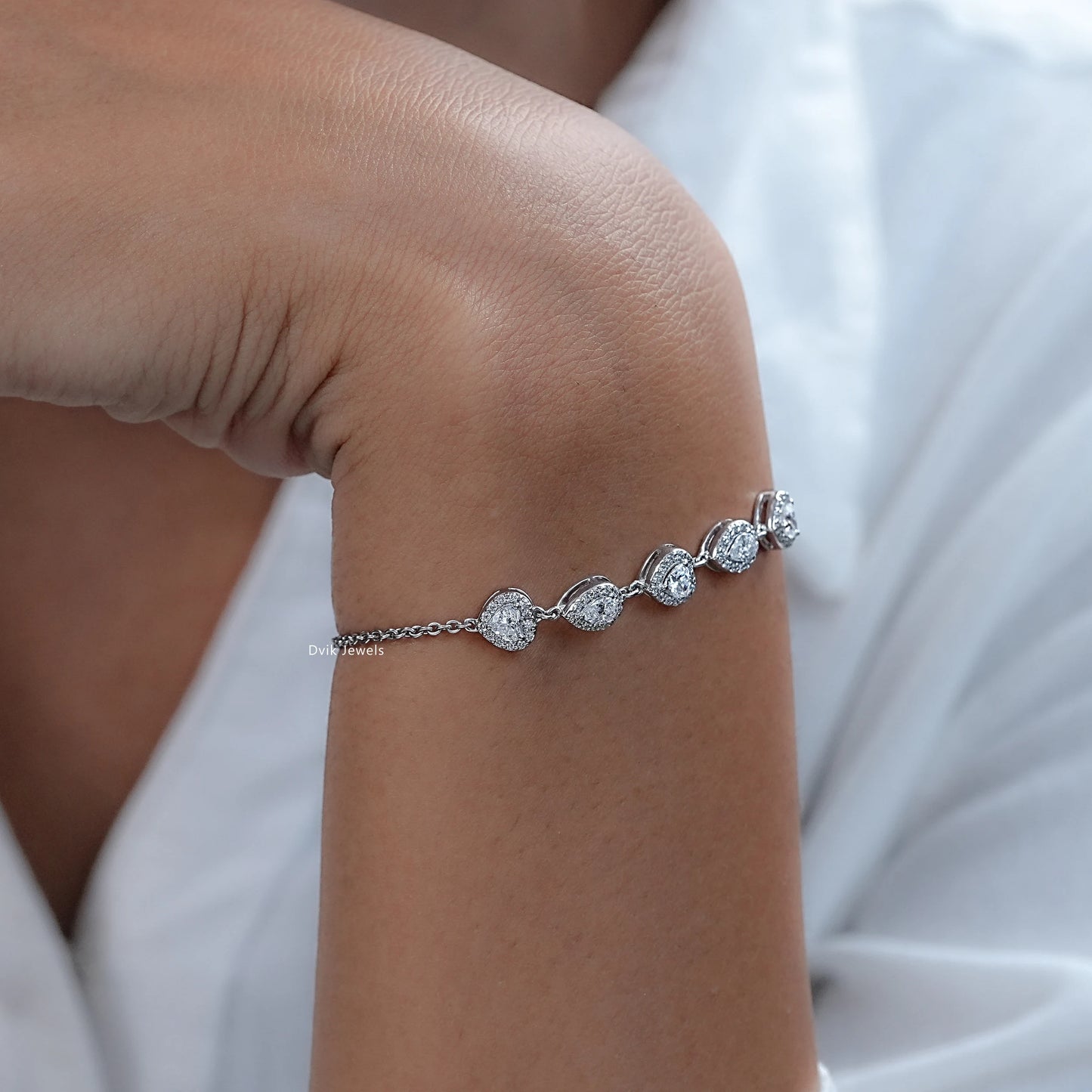 Heart And Pear Halo Lab Diamond Bracelet