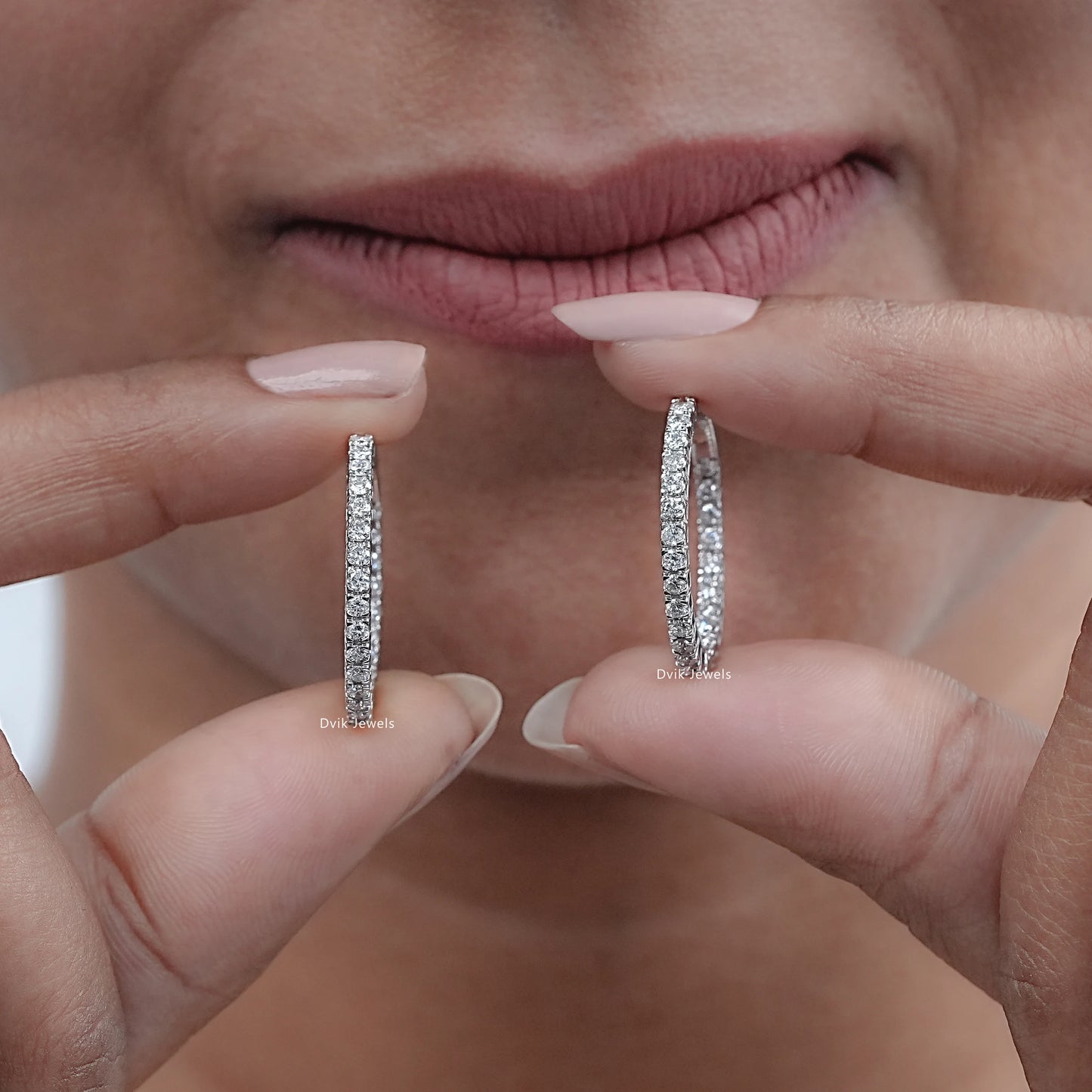 Round Cut Diamond Hoop Earrings