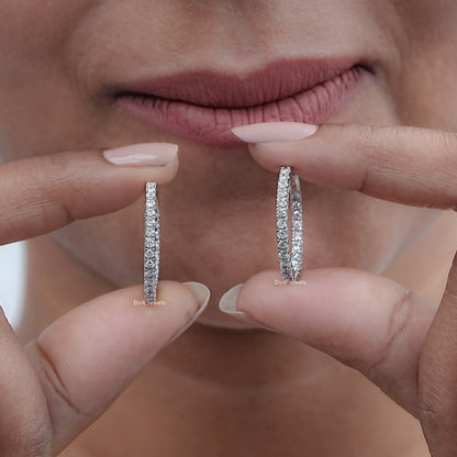 Round Cut Diamond Hoop Earrings