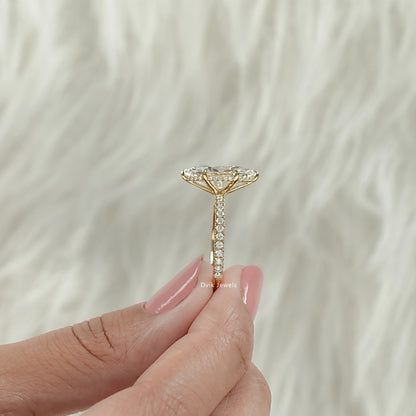 Marquise Cut Lab Diamond Hidden Halo Accent Ring