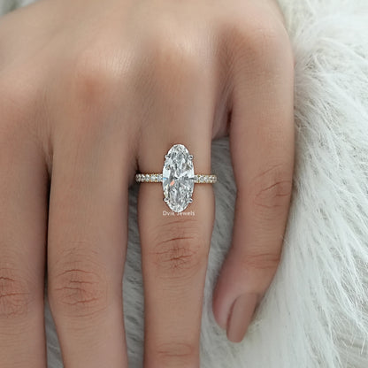 Moval Cut Lab Diamond Solitaire Accent Ring Ring