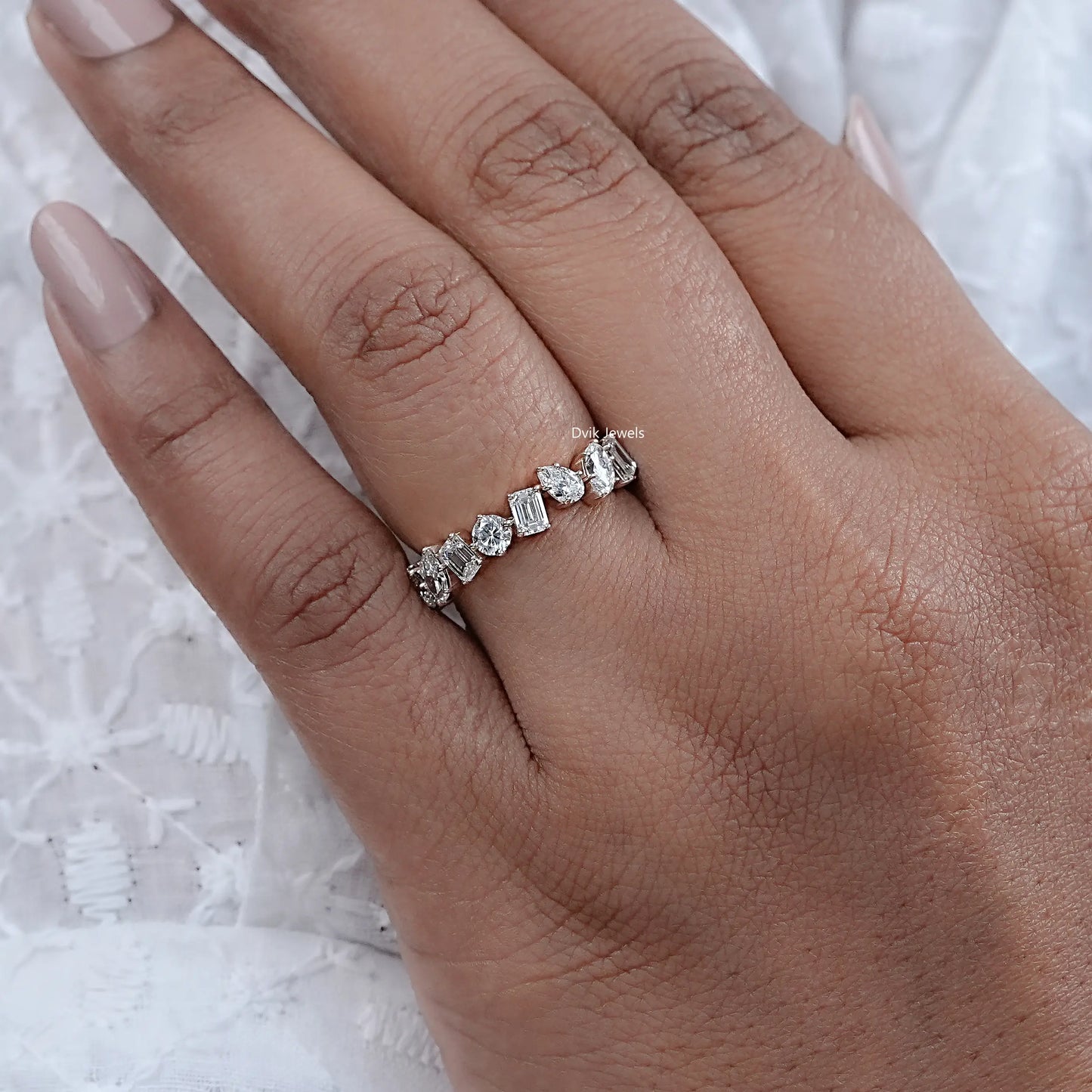 Multi Shape Lab Diamond Full Eternity Wedding Band
