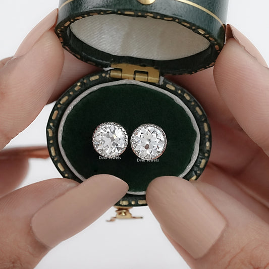 Lab Grown Old European Round Diamond Stud Earrings