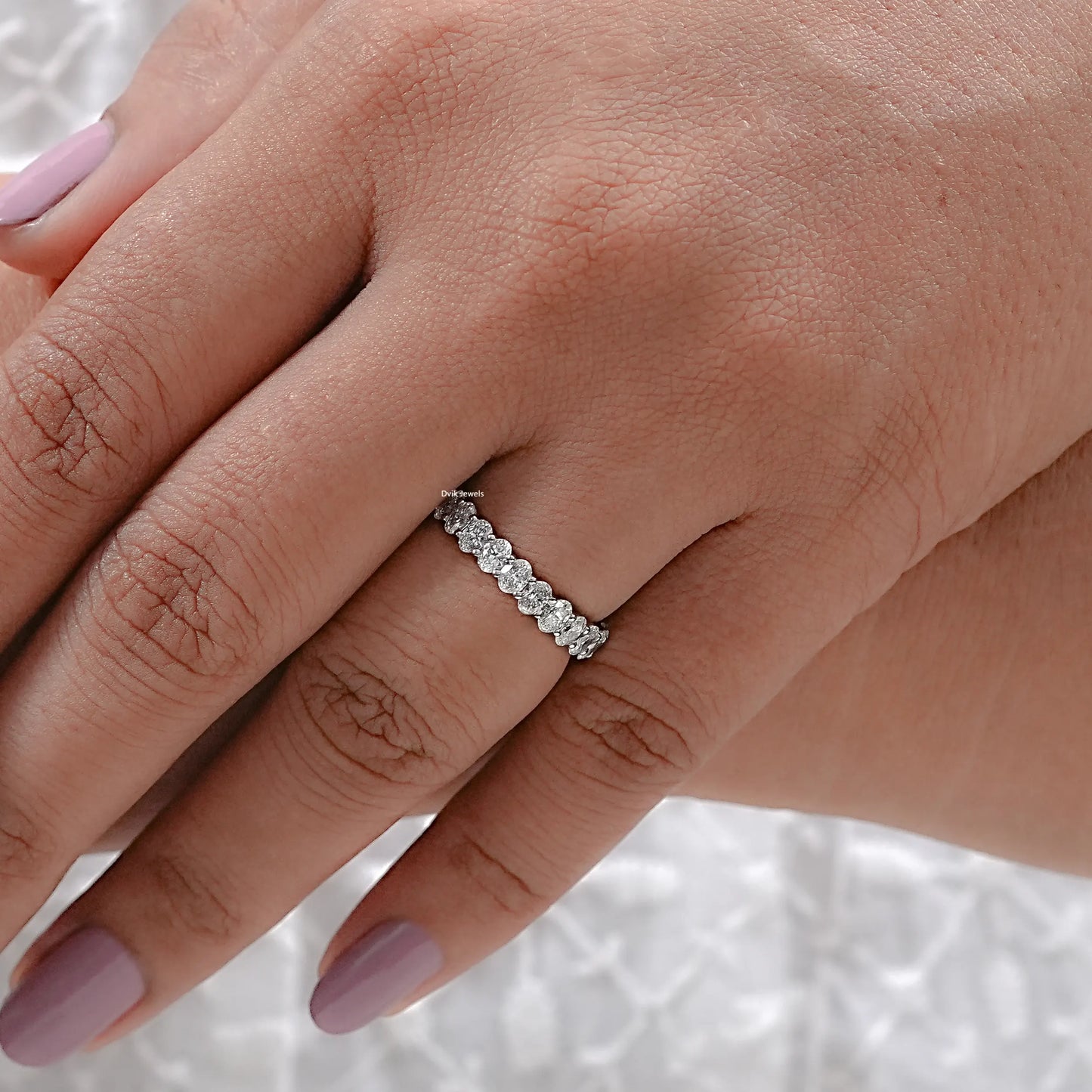 Oval Lab Diamond Eternity Wedding Band