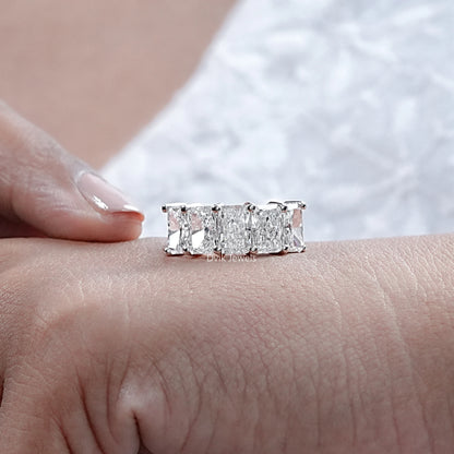 Five Stone Radiant Cut Half Eternity Band