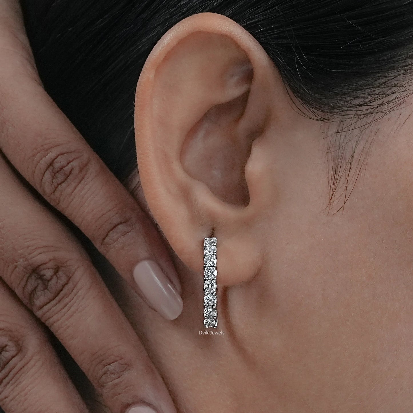 Round Cut Lab Diamond Hoop Earrings
