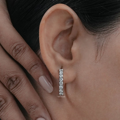 Round Cut Lab Diamond Hoop Earrings