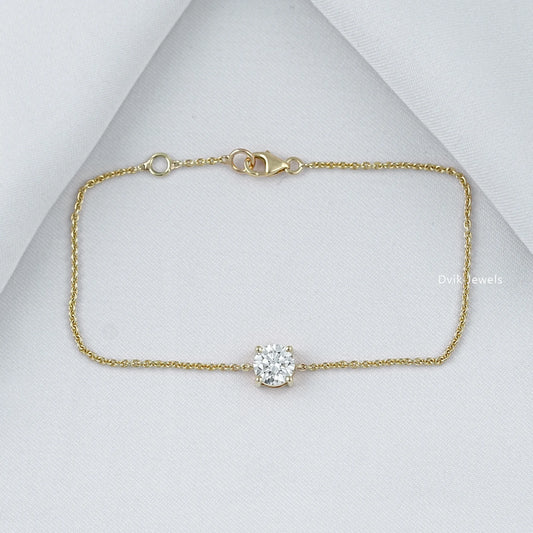 Lab Diamond Round Cut Solitaire Bracelet