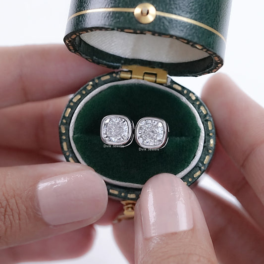 Cushion Cut Lab Diamond Stud Earrings