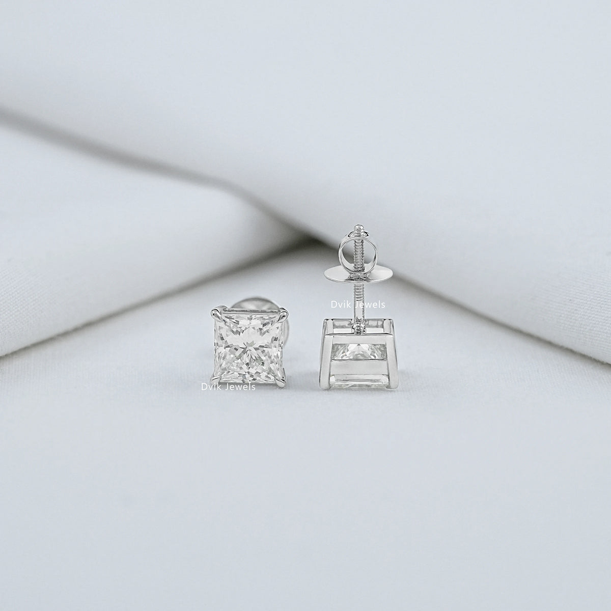 Princess Cut Lab Diamond Stud Earrings