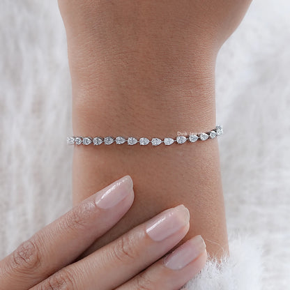 Pear Cut Lab Diamond Tennis Bracelet