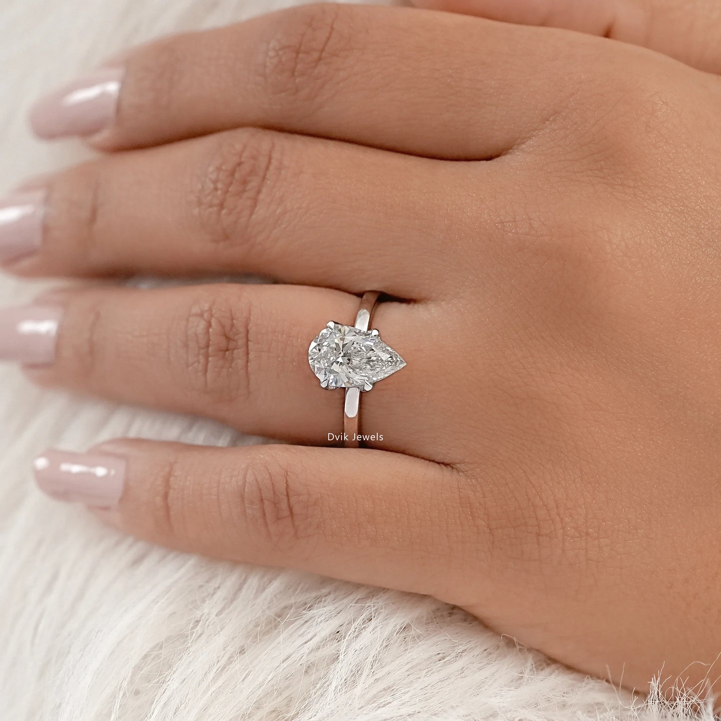 Lab Diamond Tulip Pear Solitaire Ring