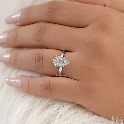 Lab Diamond Tulip Pear Solitaire Ring