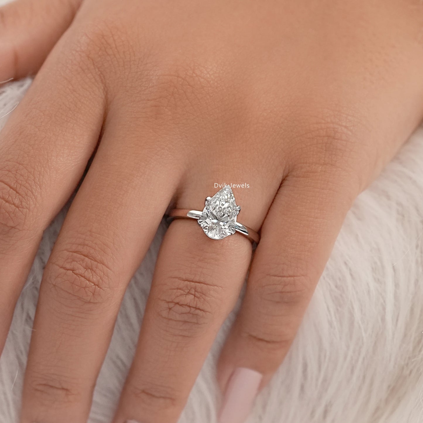 Lab Diamond Tulip Pear Solitaire Ring