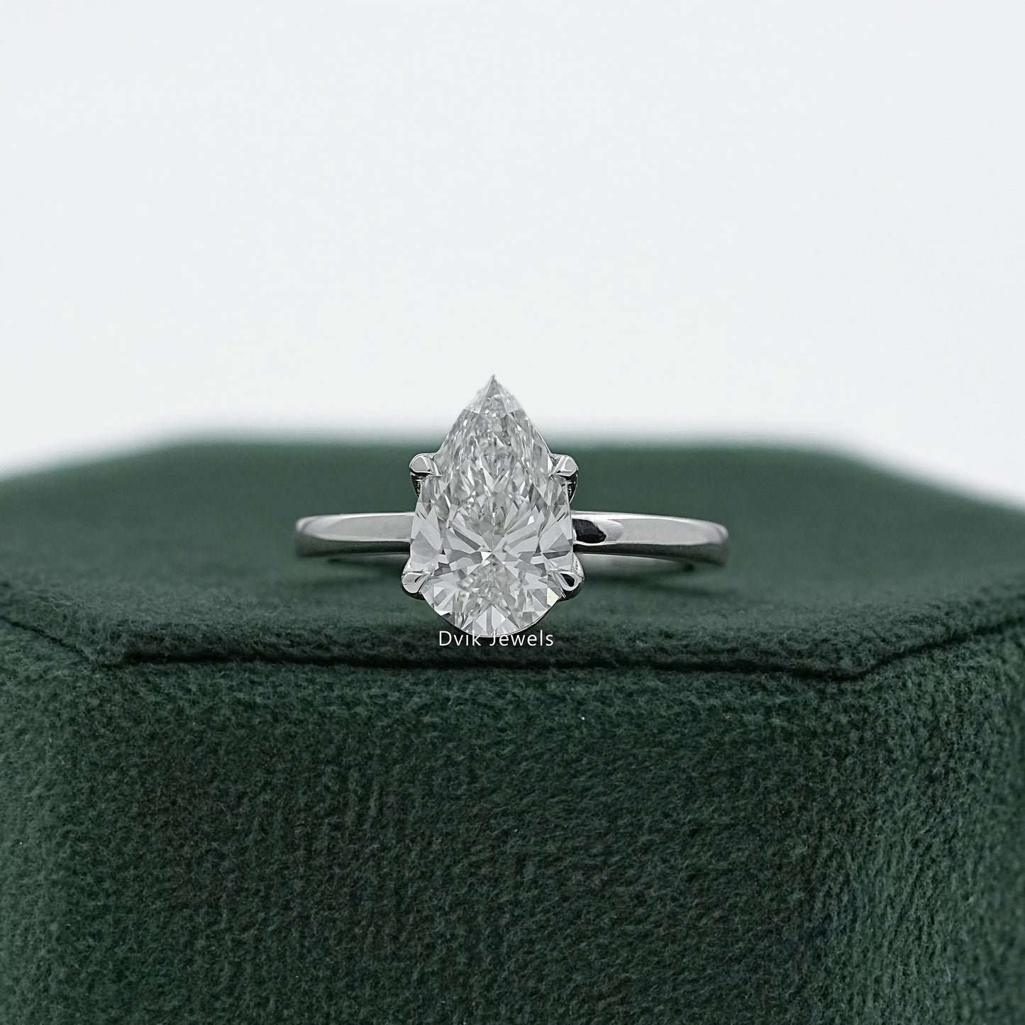 Lab Diamond Tulip Pear Solitaire Ring