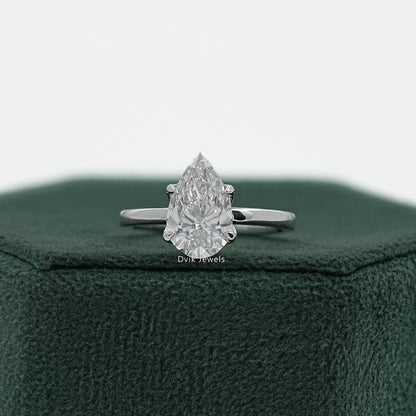 Lab Diamond Tulip Pear Solitaire Ring