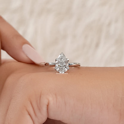 Lab Diamond Tulip Pear Solitaire Ring