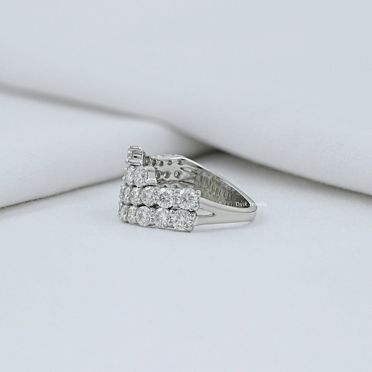 Round Diamond Pave Half Eternity Band
