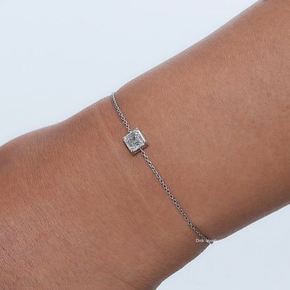 Asscher Cut Eco Friendly Diamond Solitaire Bracelet