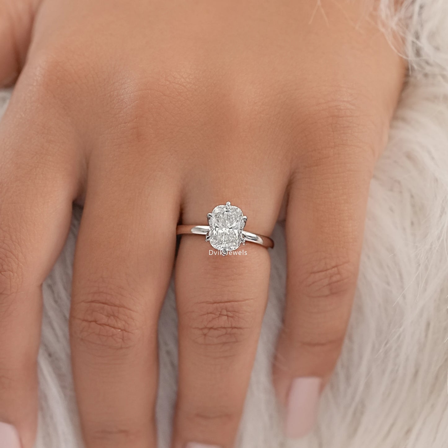 Lab Grown Cushion Diamond Tulip Solitaire Ring