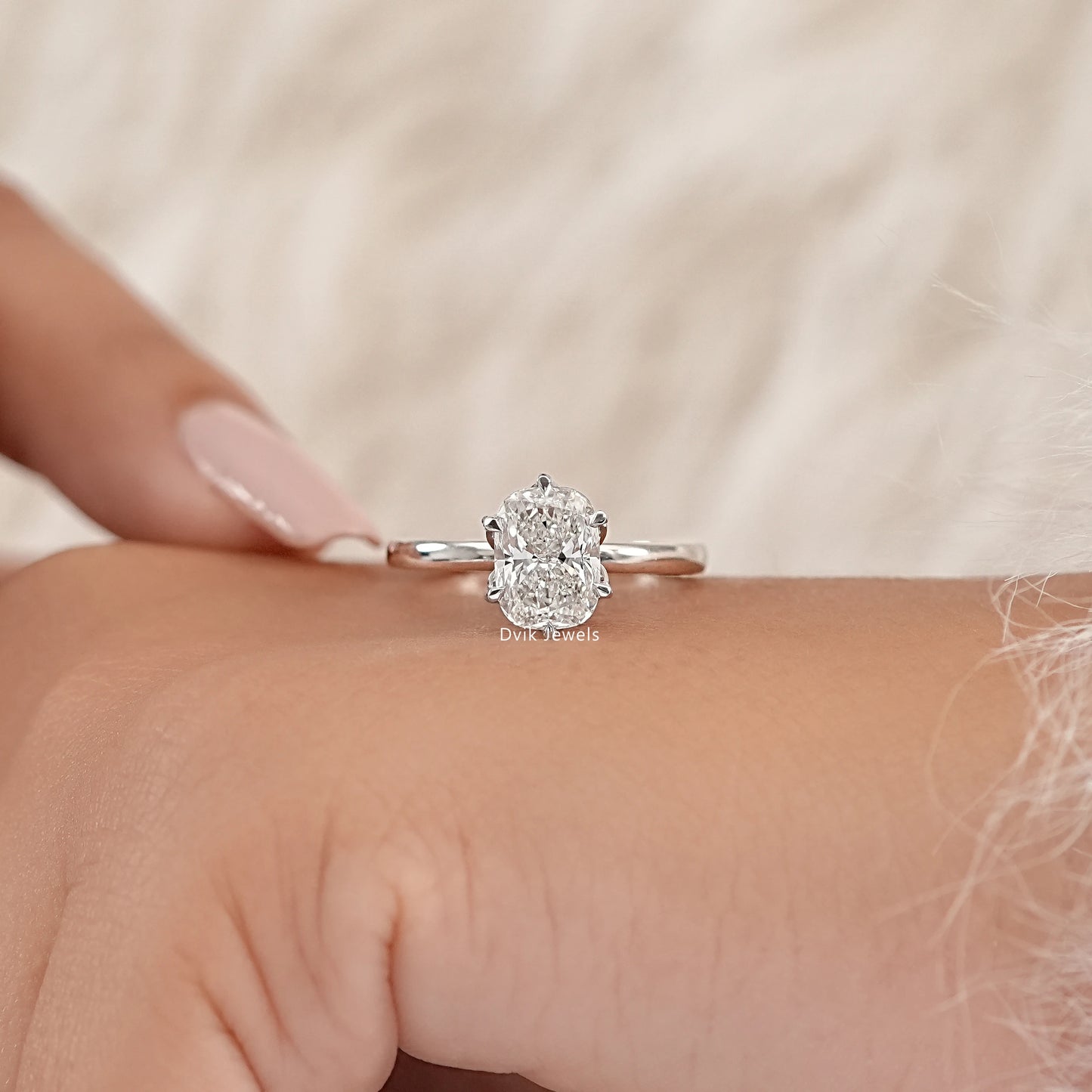 Lab Grown Cushion Diamond Tulip Solitaire Ring