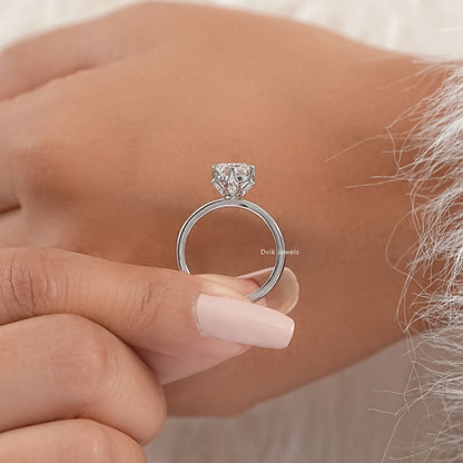 Lab Grown Cushion Diamond Tulip Solitaire Ring Ring