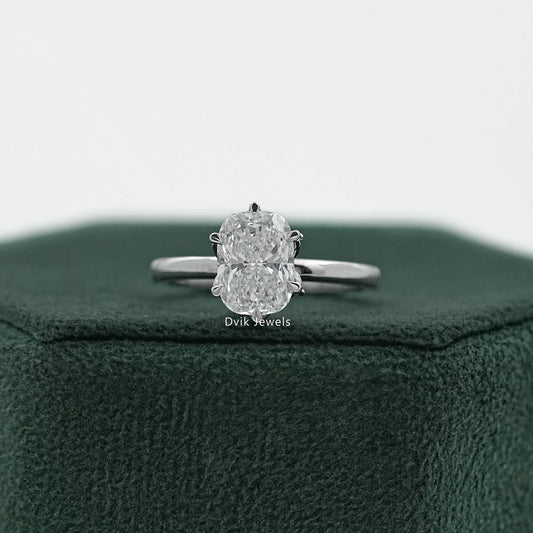 Lab Grown Cushion Diamond Tulip Solitaire Ring Ring